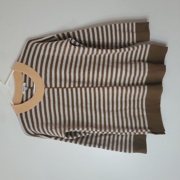 Madewell Stripe-Play Smithe Sweater Size XXS Coziest Yarn Brown White Orange - Picture 3 of 9